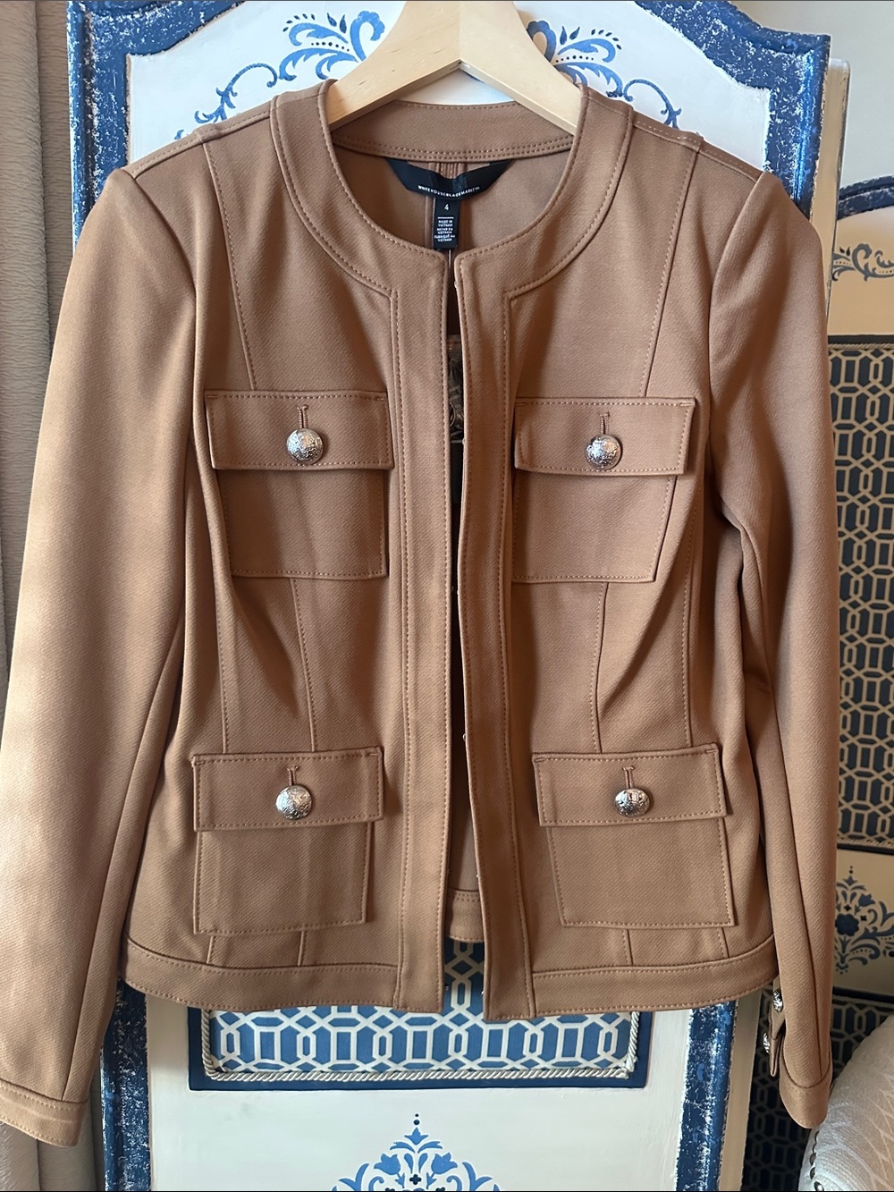 White House Black Market Camel Pocket Button Jacket